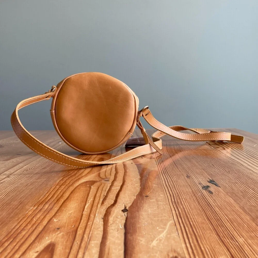 Portland Leather Co Sunflower Yellow Circle Crossbody Purse - 0322MA - Picture 2 of 5